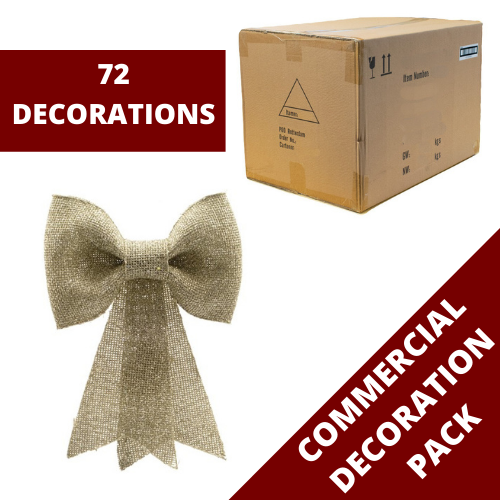 72 Light Gold Glitter Bow Christmas Tree Decoration Commercial Pack