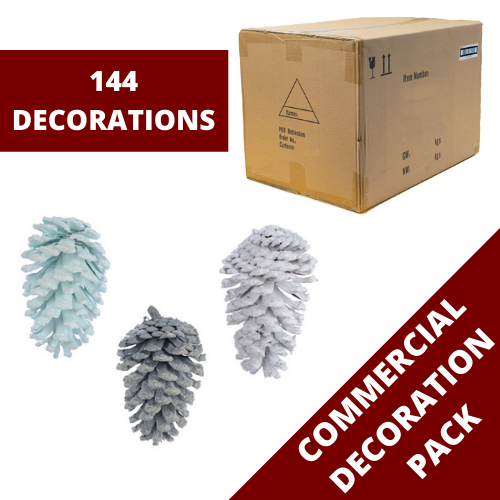144 Pinecone Hanging Christmas Decoration 3 Colours Commercial Pack