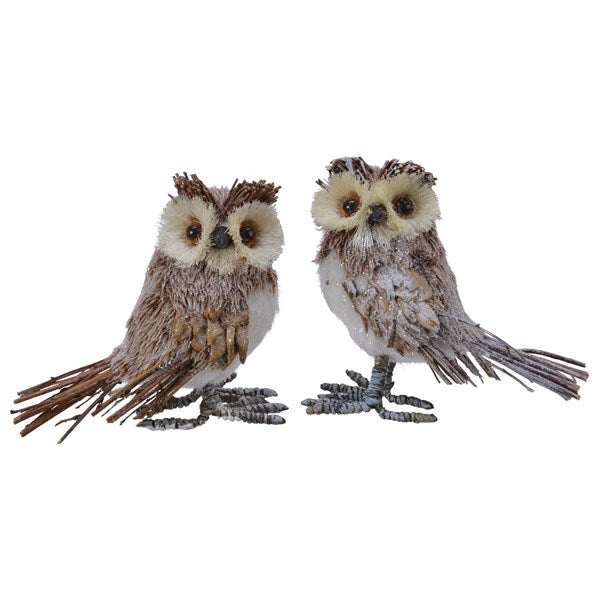 12 Plush Snowy Brown Owl Christmas Decorations Commercial Pack
