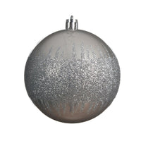 Set of 12 Misty Grey Glitter Shatterproof Christmas Tree Baubles
