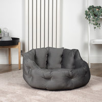 Slate Button Tufted Round Dog Bed Medium