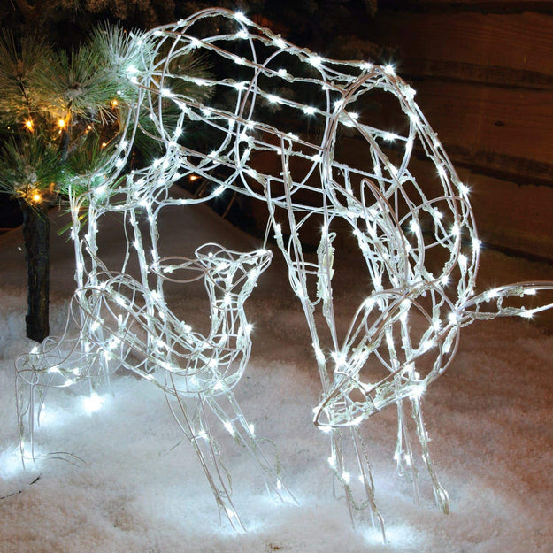70cm Grazing Mother and Baby Reindeer with 230 LEDs