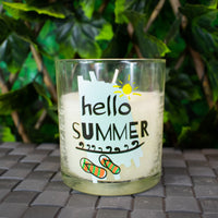 Pack of 6 Citronella Candles in Tropical Glass Pots