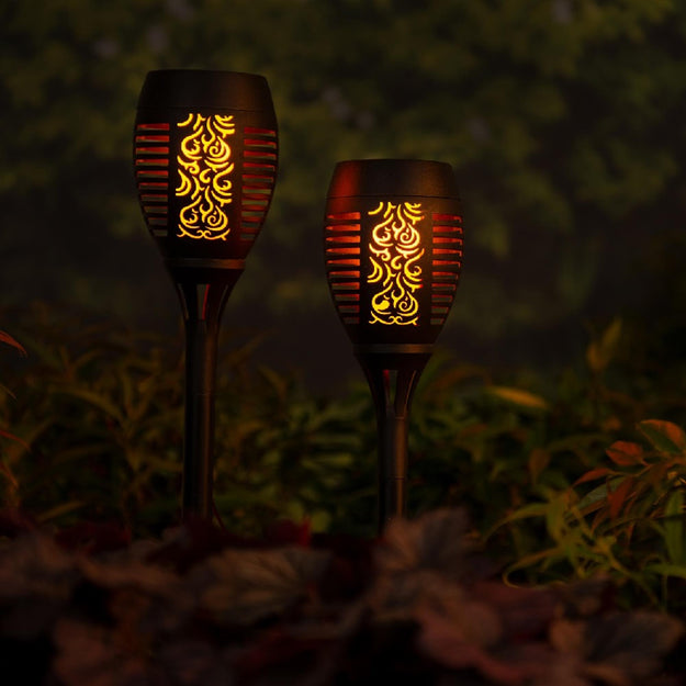 Solar Powered Realistic Flame Effect Garden Torch Lamp with Spike