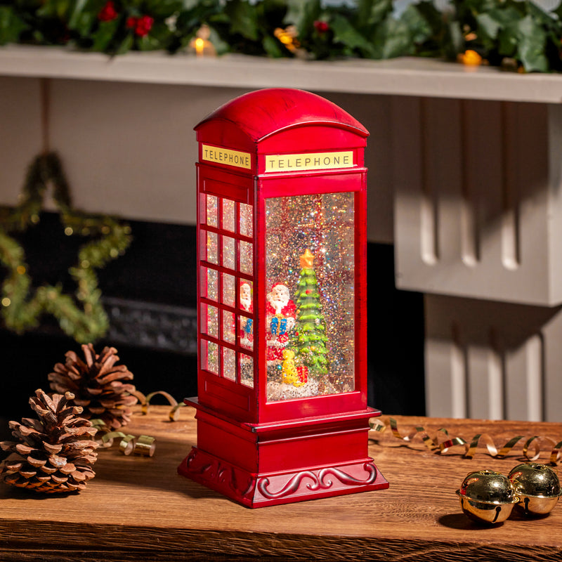 Telephone Santa Snow Swirl Water Spinner Lantern