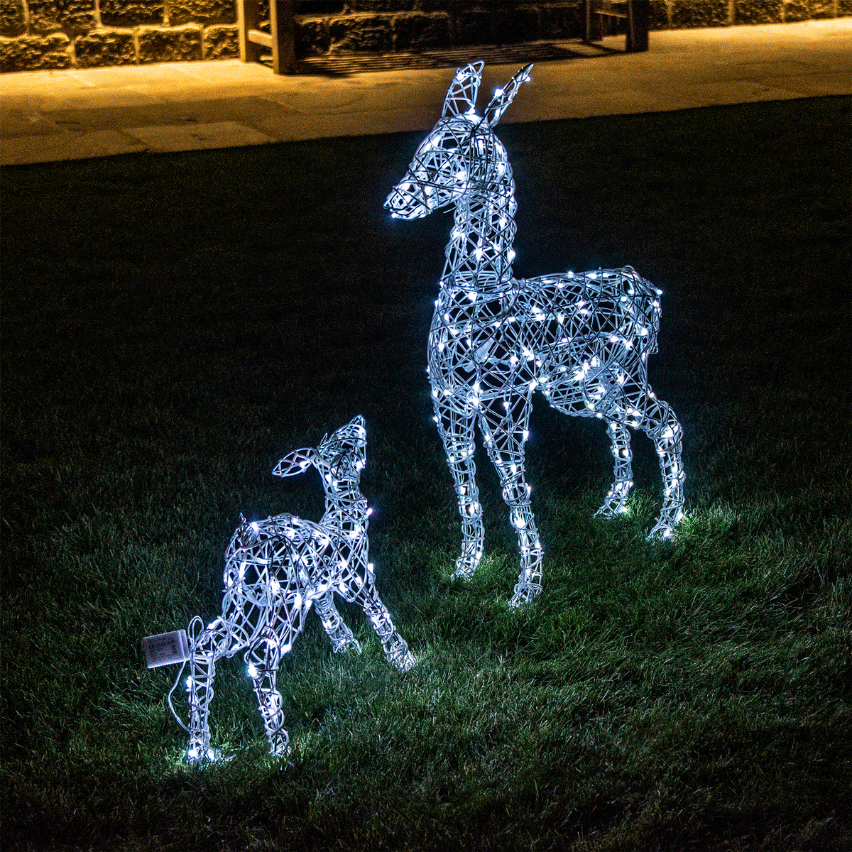 Set of 2 Colour Changeable Deer & Fawn with Remote Control