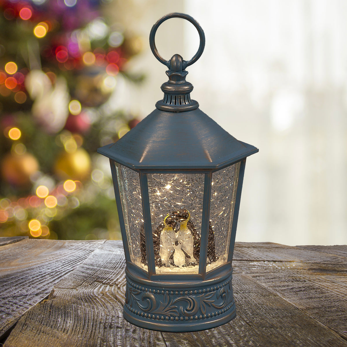 Magic Water Spinner Lantern with Penguin Family