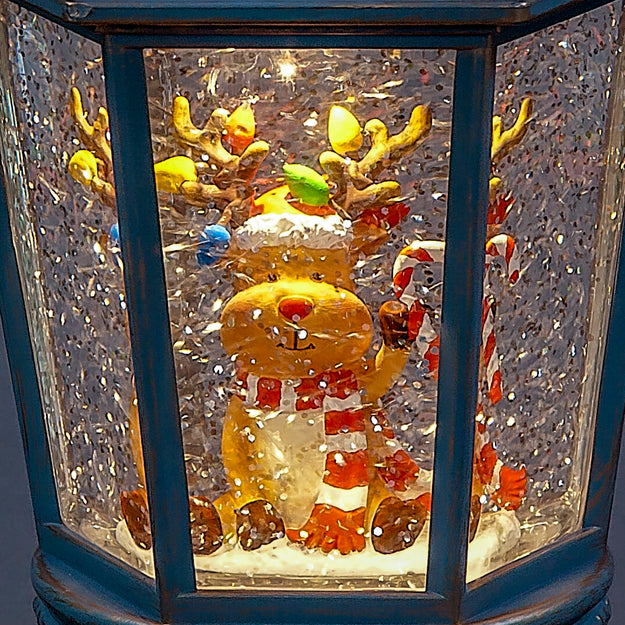 Christmas Water Lantern with Reindeer and Candy Cane