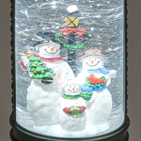 Water Lantern with Snowmen Family Scene