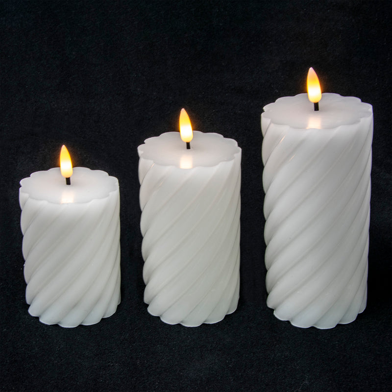 3 Pack Swirl Design Flicker Flame LED Battery Candles