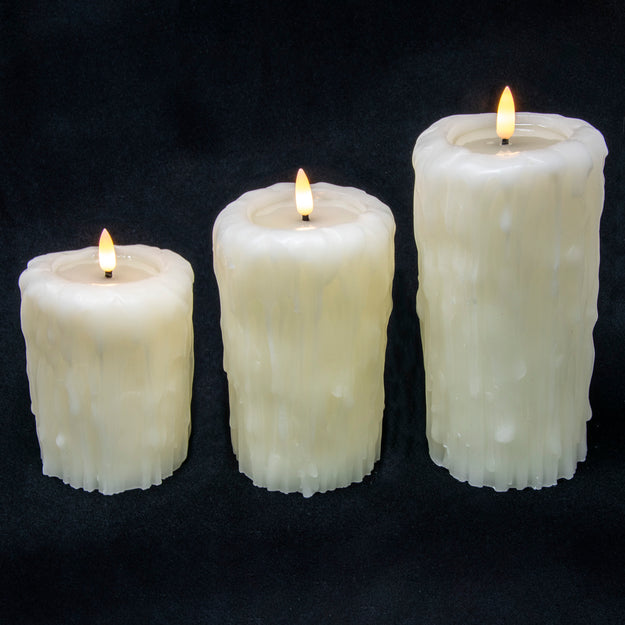 3 Pack LED Wick Church Candle Wax Heavy Drip