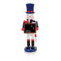 Snowman Nutcracker with Christmas Countdown Chalkboard Blue Hat