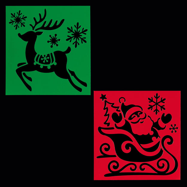 Pack of 2 Christmas Snow Window Stencils