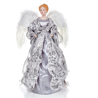 45cm Christmas Angel Tree Topper Silver and Grey