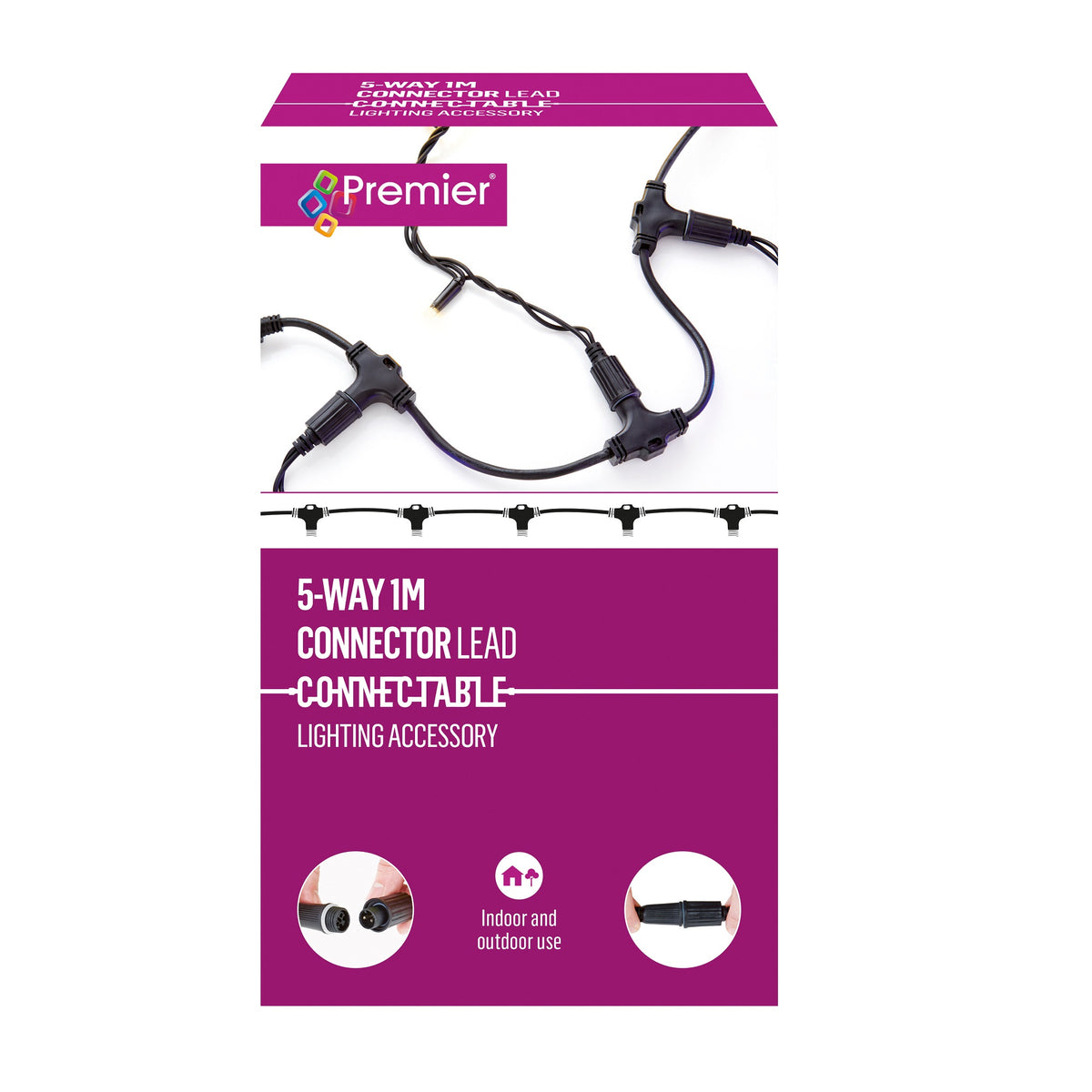 5 Way 1m Connector for Premier 240V Mains Connectable Lights