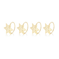 Set of 4 Gold Metal Star Christmas Napkin Rings