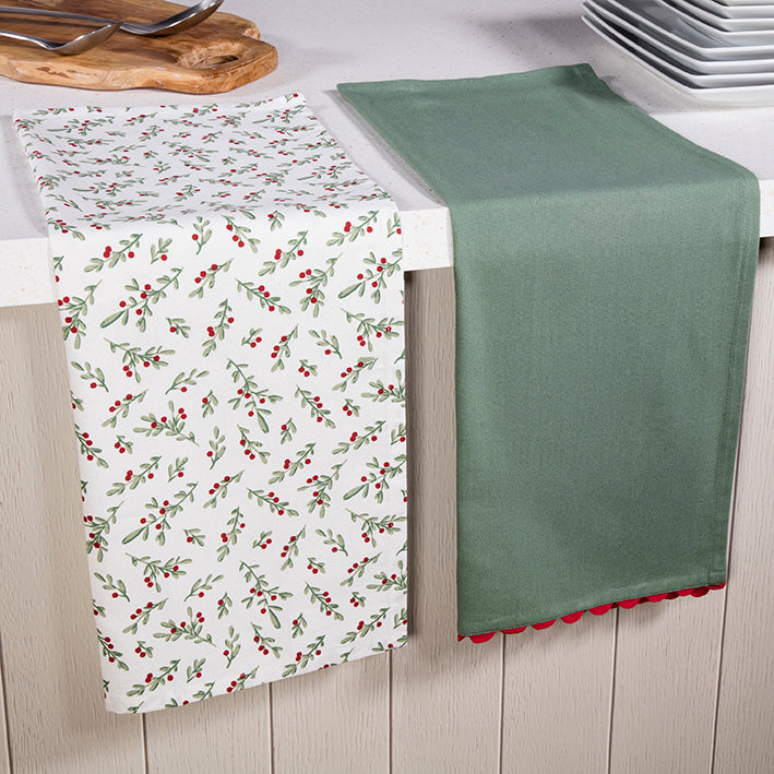 Holly Berry Christmas Set of 2 Tea Towels
