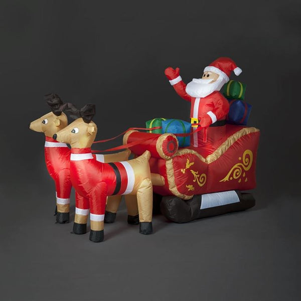 8ft Giant Inflatable Santa & Reindeer with Sleigh