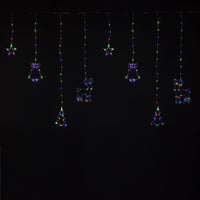 2m x 1.2m Multi Coloured Christmas Themed Window Curtain Light