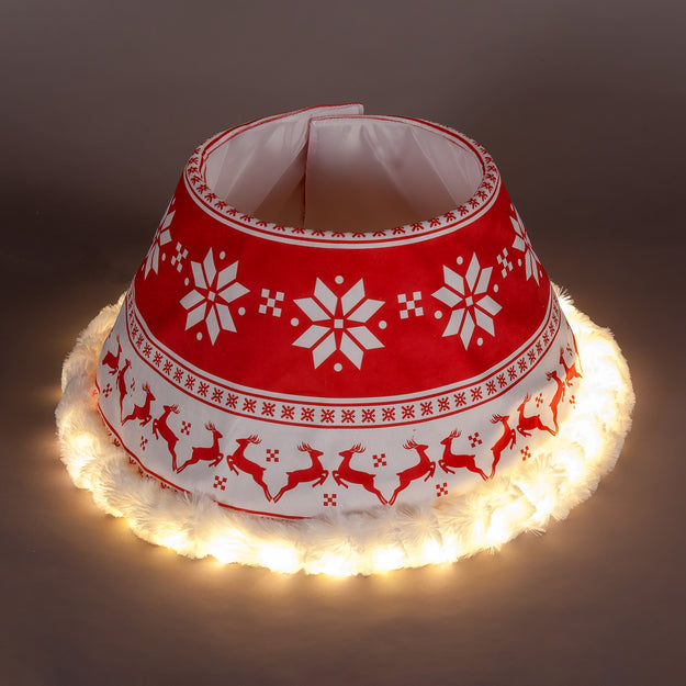 60cm Snowflake & Reindeer Scandi Christmas Tree Skirt