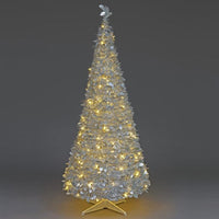 6ft Prelit Silver Holly Pop Up Tree with 200 Warm White Lights
