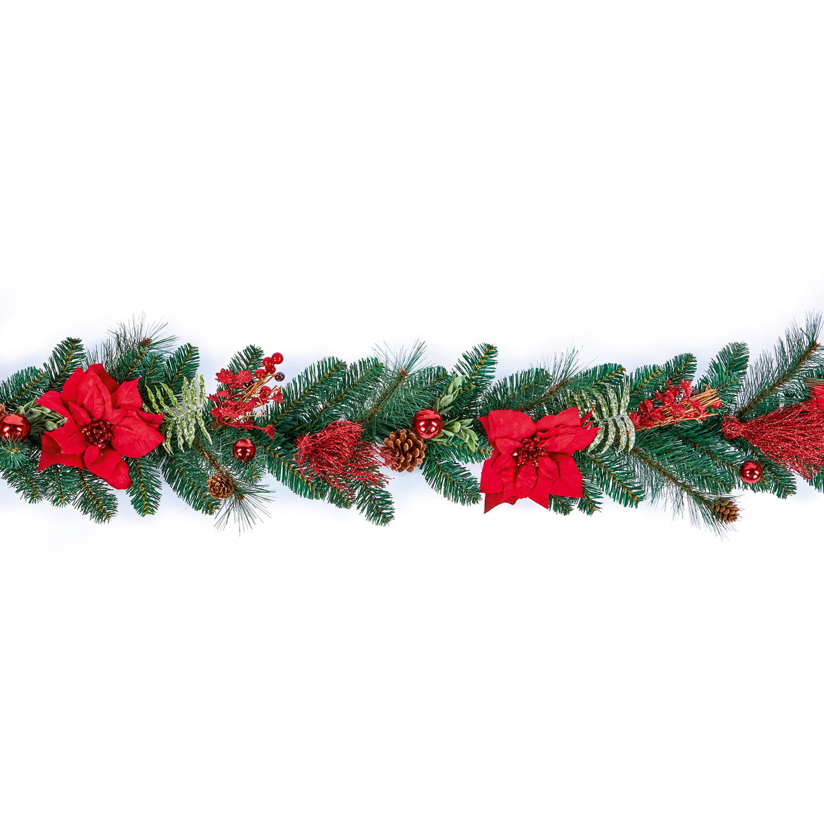 1.8m Red Poinsettia Christmas Garland Home Decoration