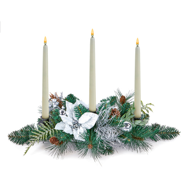 60cm White Poinsettia Christmas Table Centrepiece
