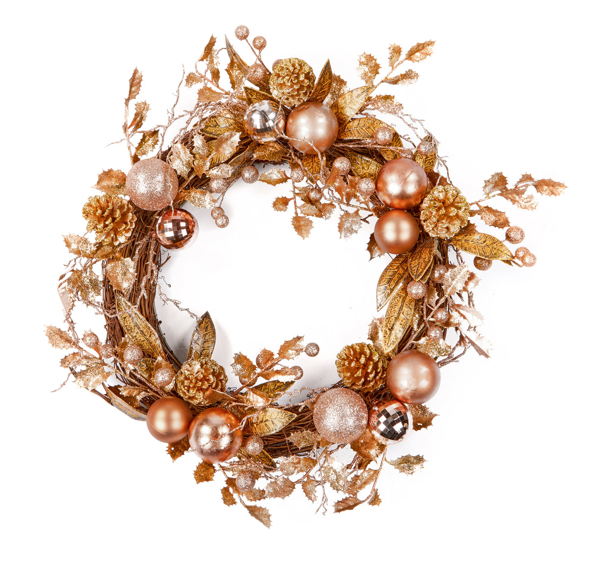 55cm Rose Gold Christmas Door Wreath