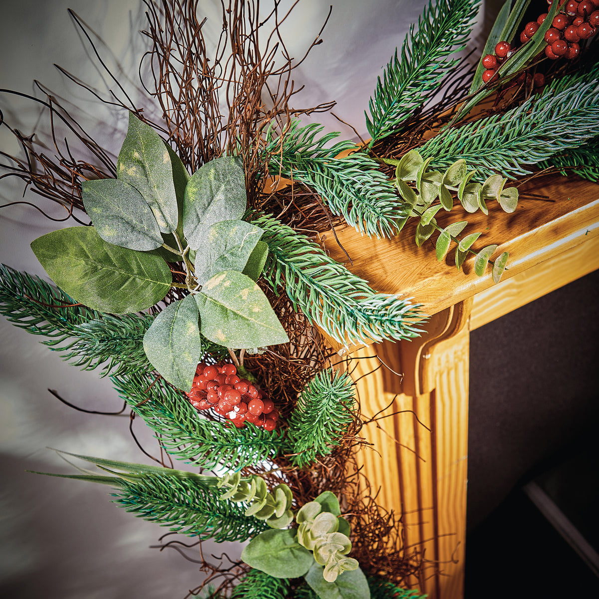 2.7m Blue Green Garland With Berries and Leaves