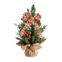 2ft Pre Dressed Natural Tabletop Tree With Tartan Bow