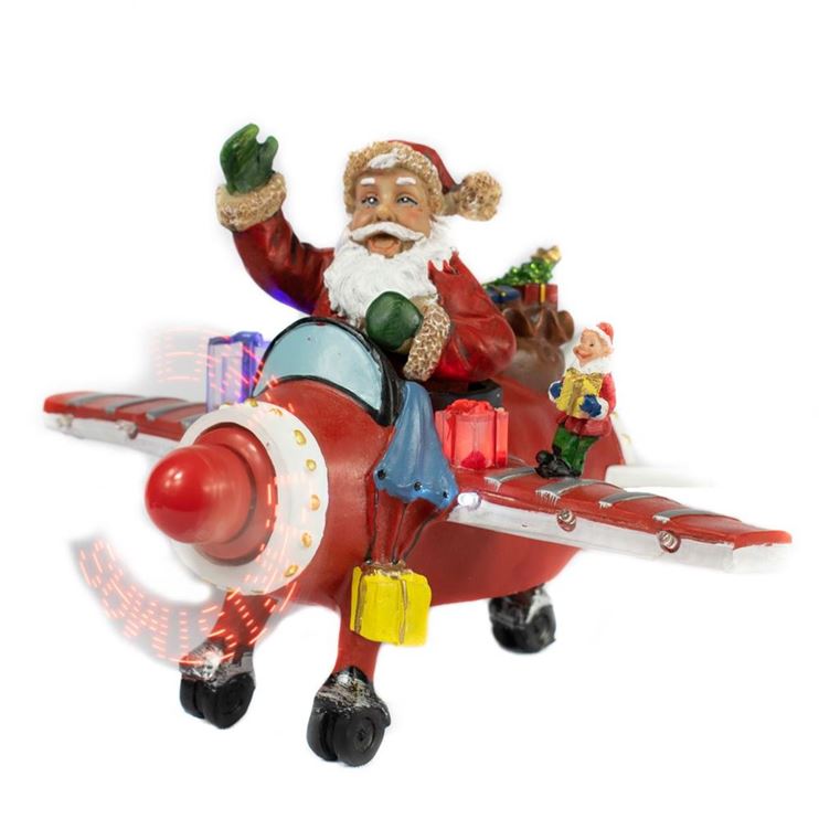Fibre Optic Santa in Aircraft LED with Animated Christmas Message