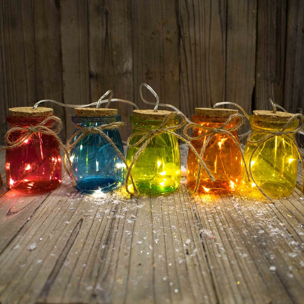 5 Multi Coloured Mini LED Mason Jar Bundle