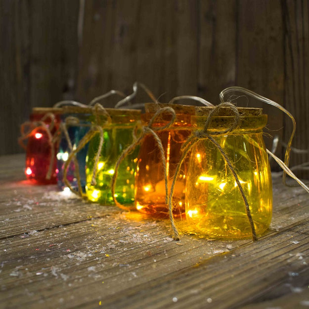5 Multi Coloured Mini LED Mason Jar Bundle