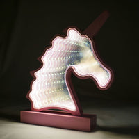 Pink Unicorn Head Magical Double Sided Infinity Mirror with Warm White LEDs