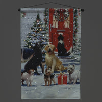 40cm Frolicking Dogs Christmas Wall Tapestry