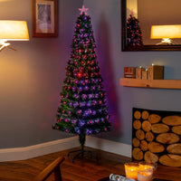 6ft Slim LED Colour Changing Star Indoor Fibre Optic Christmas Tree