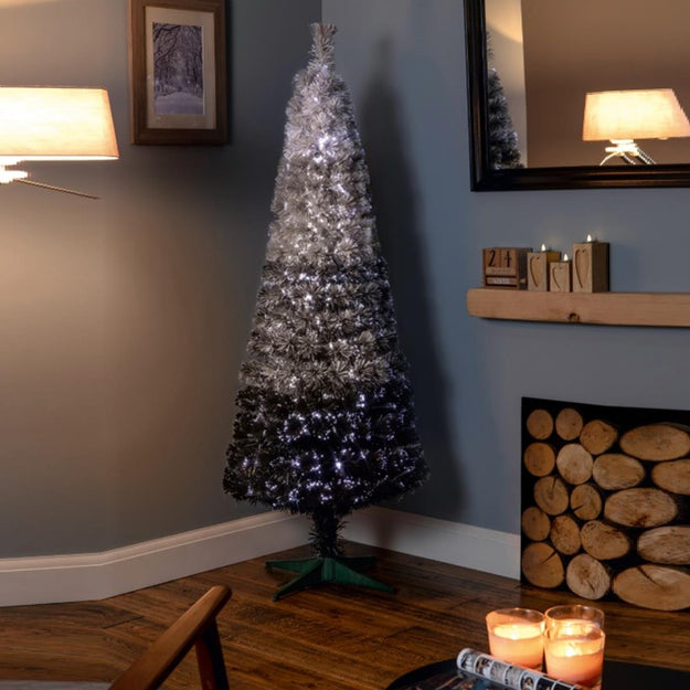 6ft Ombre Fibre Optic Pencil Christmas Tree
