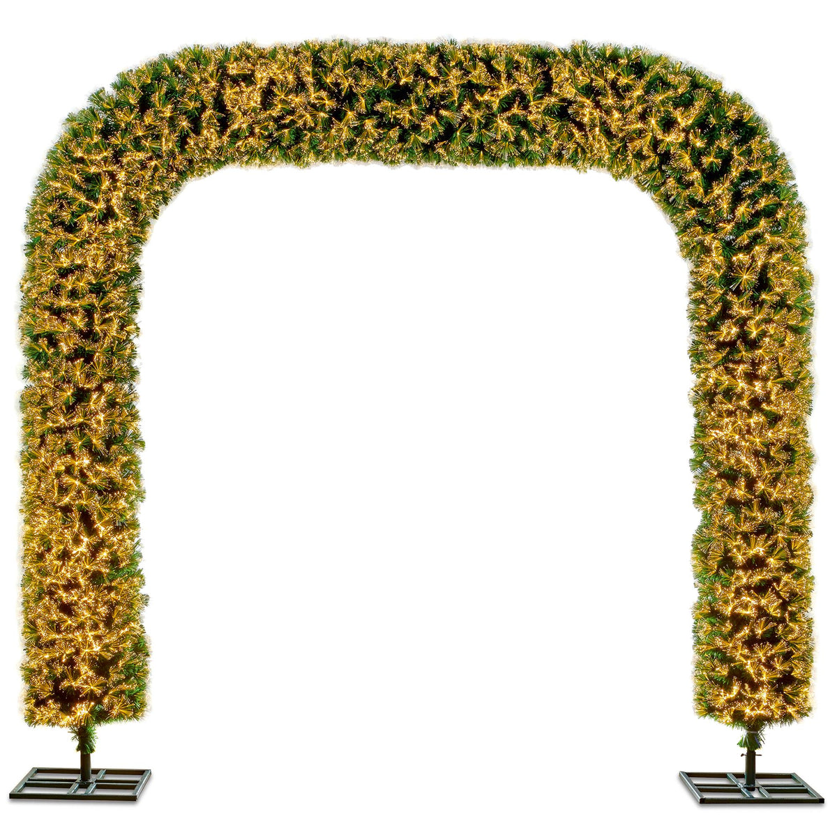 2.7m Giant Warm White Shimmering Christmas Arch Way with Metal Stands