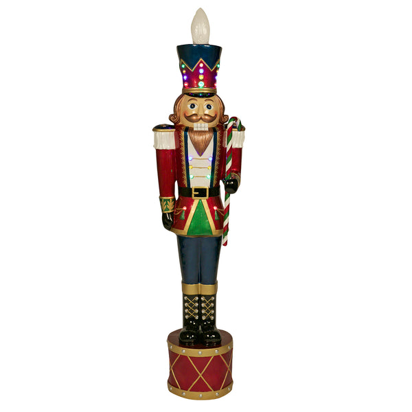 1.5m Traditional Nutcracker on Drum With Multicoloured LED Lights