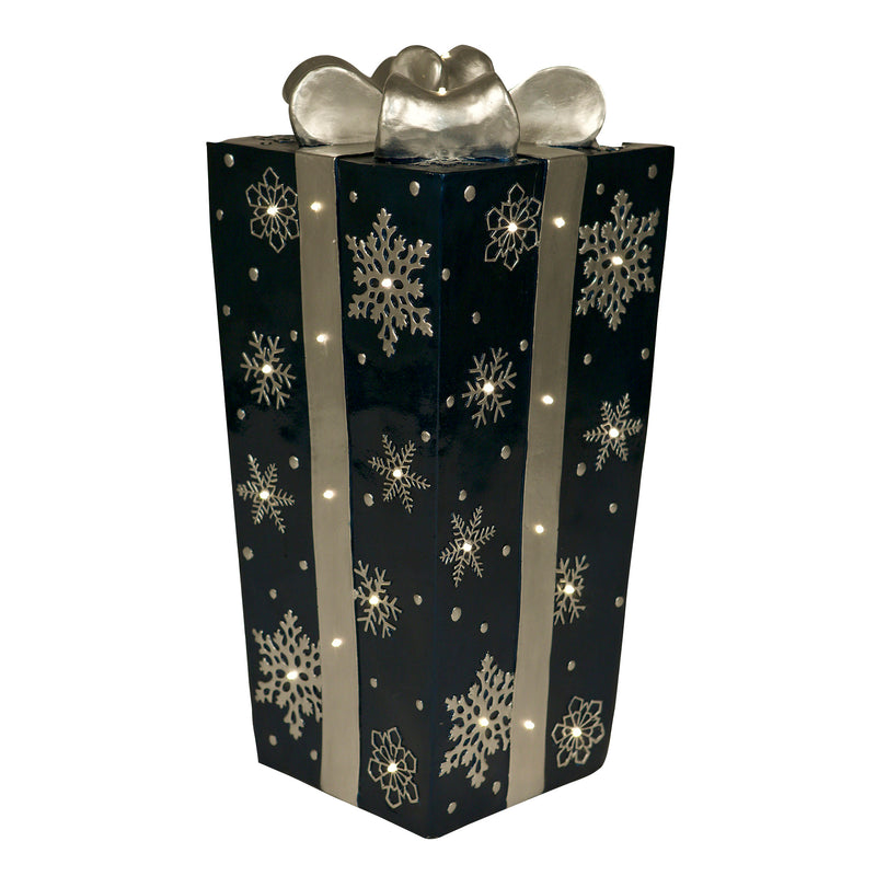 80cm Blue and Silver Christmas Present With LED Lights Display Prop