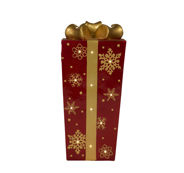 80cm Red and Gold Christmas Present With LED Lights Display Prop