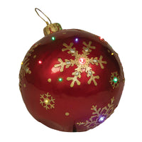 Large Red Christmas Bauble With Gold Snowflake Design and LED Lights