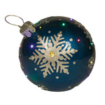 Large Blue Christmas Bauble With Gold Snowflake Design and LED Lights Display Prop