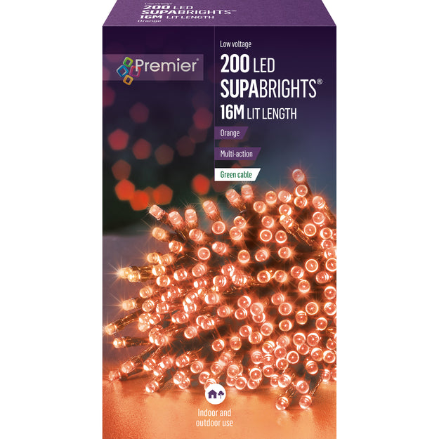 200 Orange Supabrights Multi Action LED String Lights