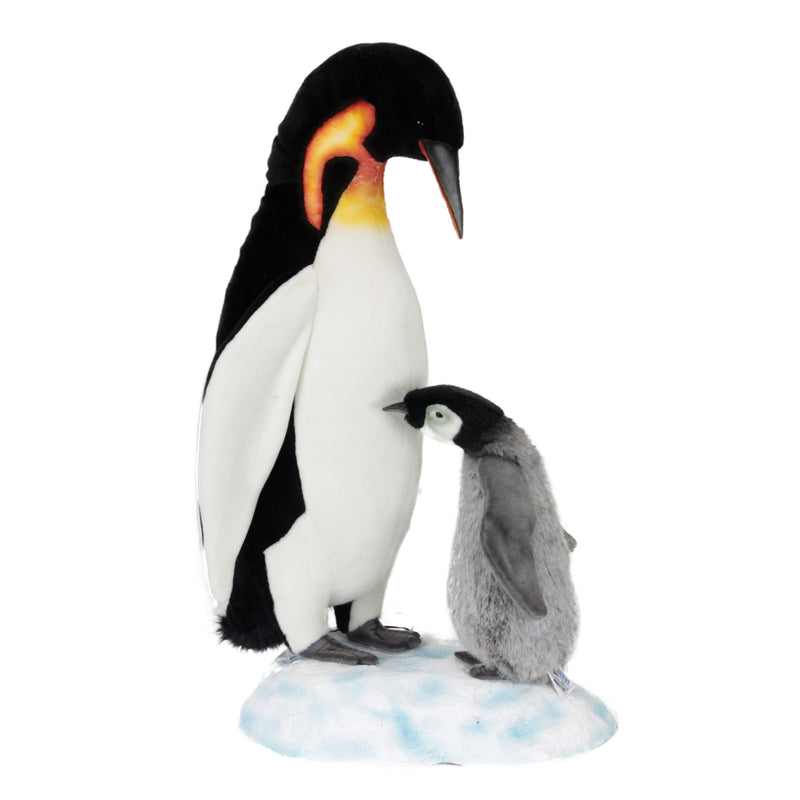 Lifesize Animated Emperor Penguin with Baby Penguin Christmas Display Prop