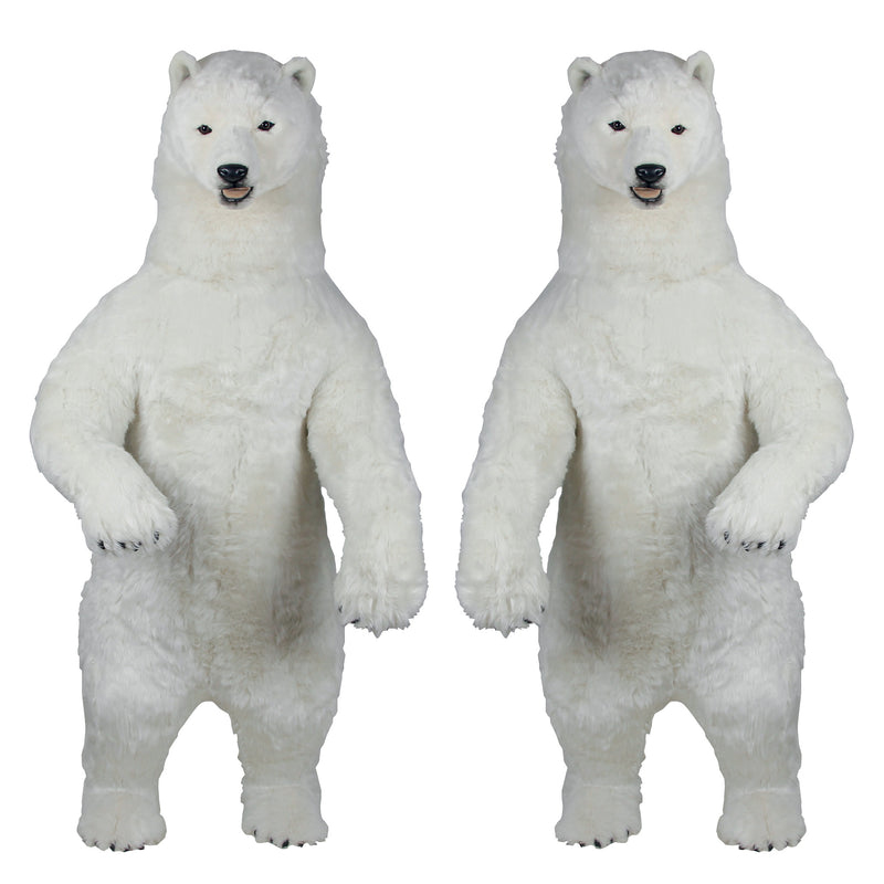 Set of 2 Life Size Animated Talking and Singing Polar Bears Christmas Display Props