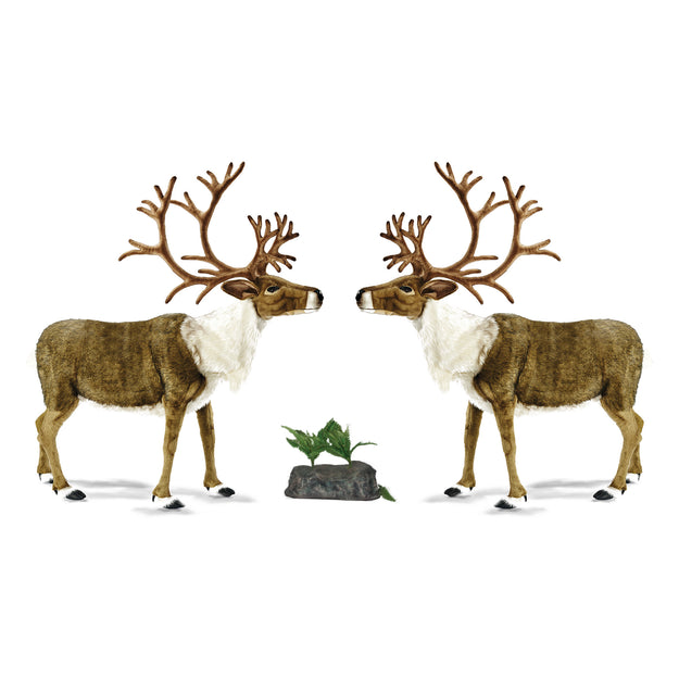Set of 2 Full Size Animated Talking Singing Nordic Christmas Reindeer