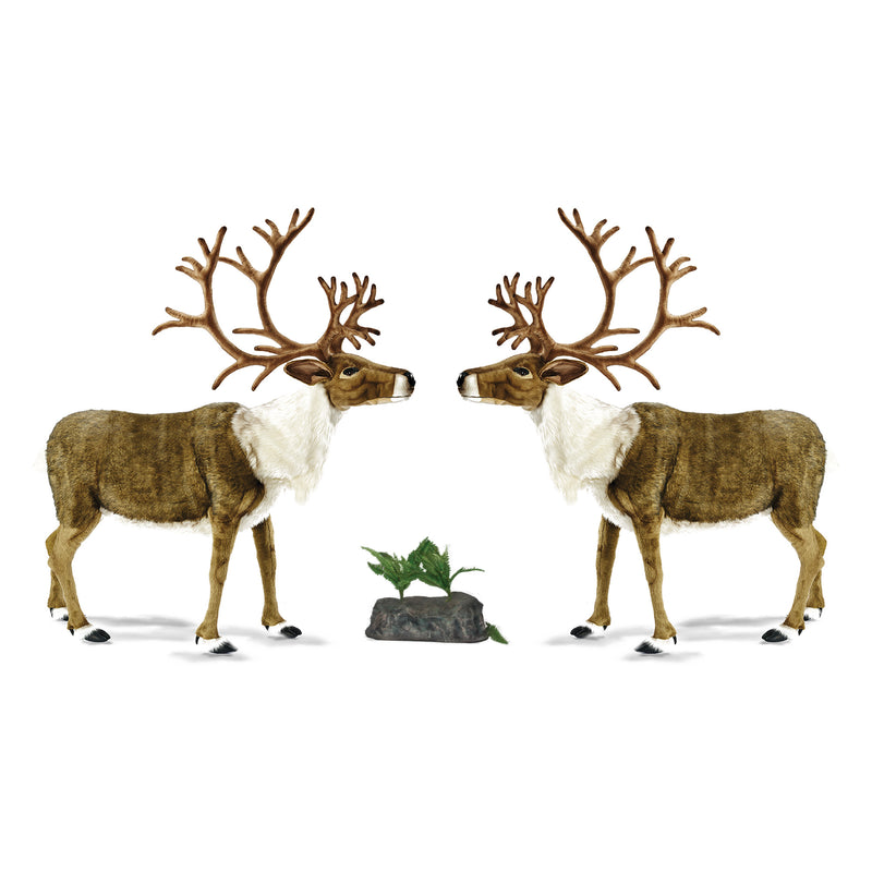 Set of 2 Full Size Animated Talking Duet Singing Nordic Christmas Reindeer