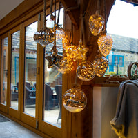 20cm Hanging LED Lit Smokey Glass Star on Rope