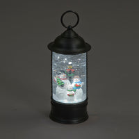 Water Lantern with Snowmen Family Scene